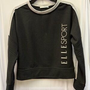 Elle Sport Women's Black Crewneck Sweatshirt with Contrast Trim